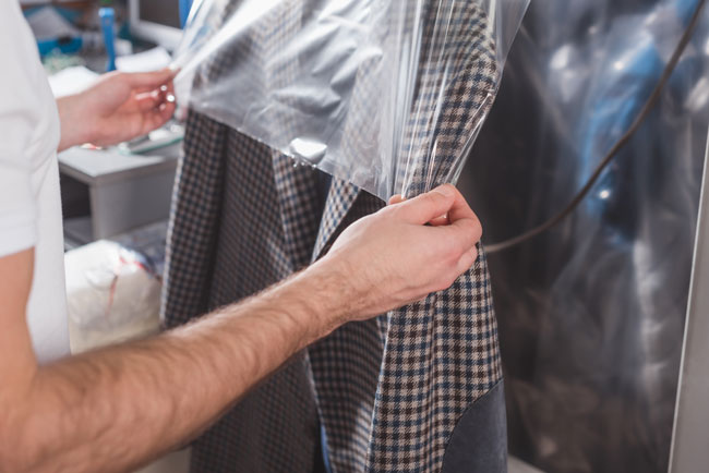 covering dry cleaned clothing